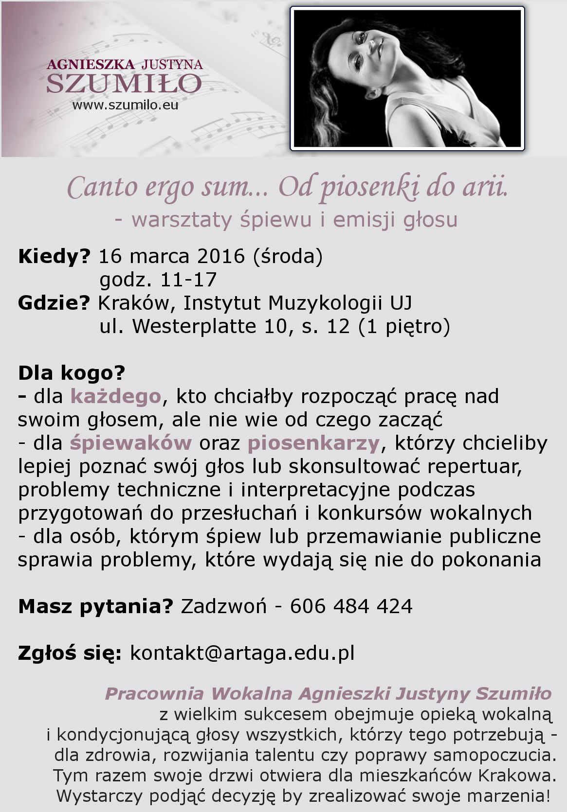 Lekcje śpiewu Agnieszka Szumiło